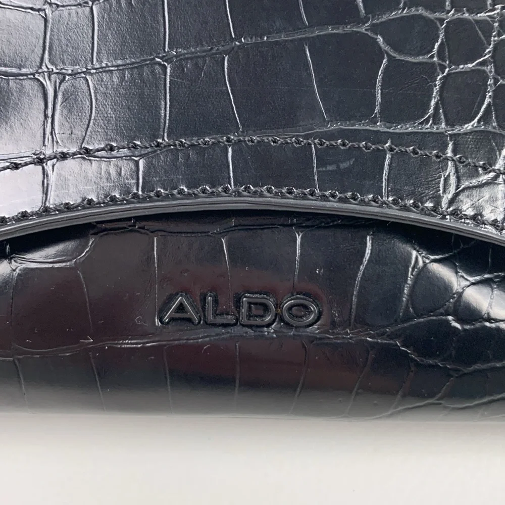 ALDO Black Croc-Embossed Crossbody Belt Waist Bag Chain strap Adjustable NWT NEW